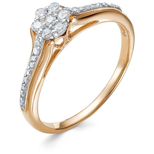 фото Кольцо vesna jewelry, красное золото, 585 проба, родирование, бриллиант, размер 17.5, бесцветный