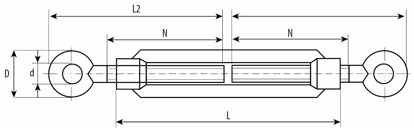 Упаковка 2 шт. талрепов DIN 1480 Зубр , кольцо-кольцо, М16, ТФ5 - фото №2