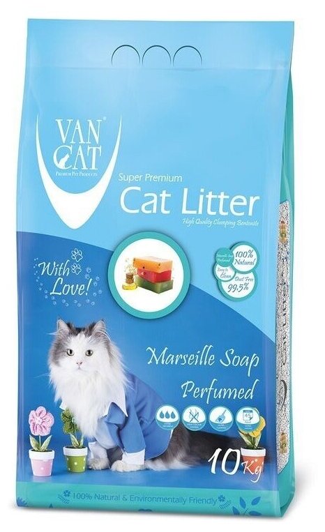 VAN CAT Marsilla Soap Комкующийся наполнитель без пыли с ароматом Марсельского мыла 10кг