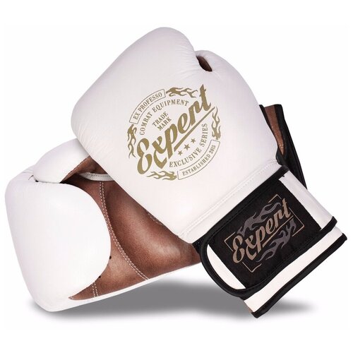 Перчатки для бокса FIGHT EXPERT 12 унц (кожа, 12 унций, Белый) - Fight Expert
