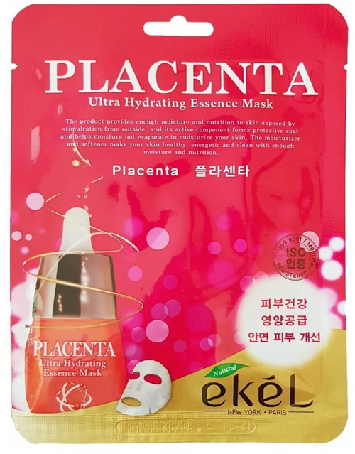 Экель / Ekel - Тканевая маска для лица Placenta Ultra Hydrating Essense с плацентой 25 г