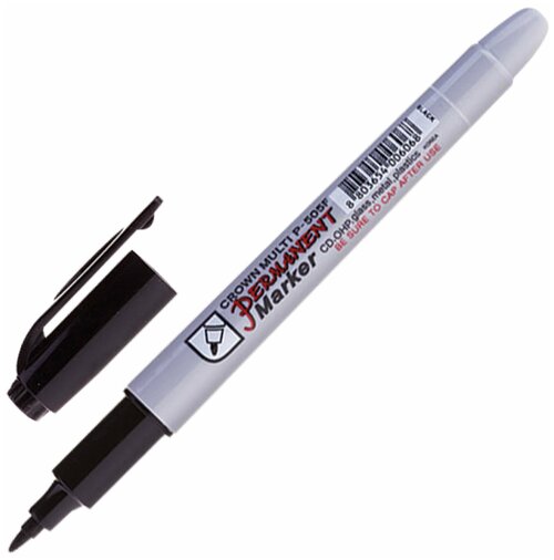 Маркер перманентный (нестираемый) CROWN Multi Marker Super Slim, черный, тонкий, 1 мм, P-505F, (24 шт.)