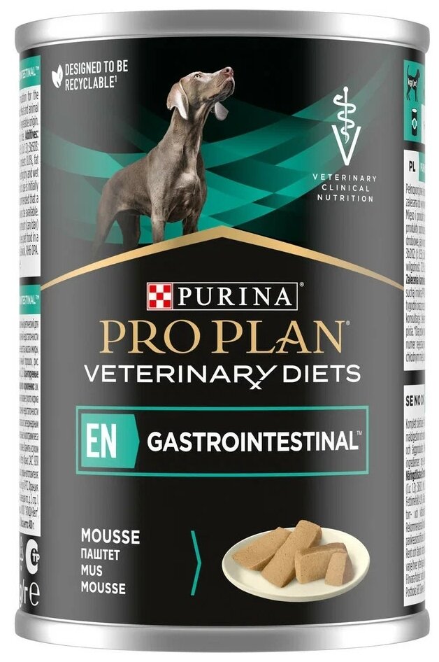 Влажный корм для собак диетический PRO PLAN VETERINARY DIETS EN Gastrointestinal при расстройствах пищеварения и экзокринной недостаточности поджелудочной железы, паштет, 400 г х 11 шт