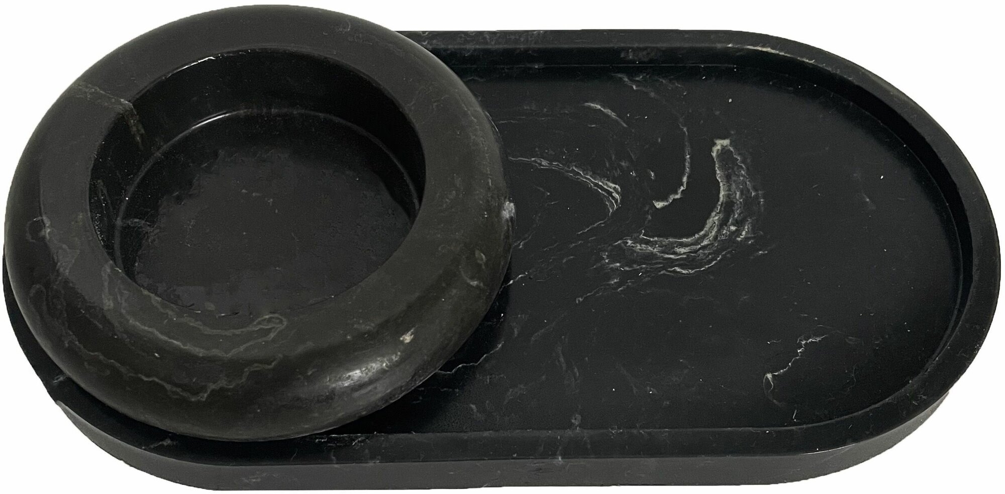 Набор подсвечник на подставке из литьевого мрамора Haifisch Черный мрамор - фотография № 4