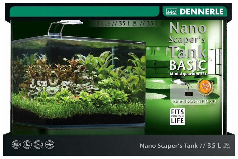 Dennerle Nano Scaper's Tank Basic LED 5.0, аквариумный комплект 35 литров (фильтр и освещение) - фотография № 4