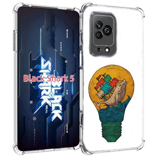 Чехол MyPads кит в лампочке с парусами для Xiaomi Black Shark 5 задняя-панель-накладка-бампер