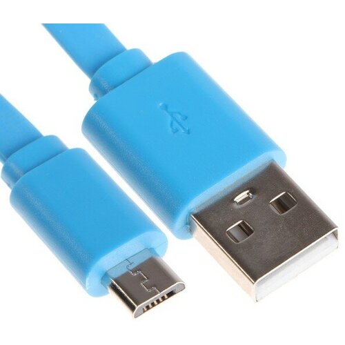 Кабель Maxvi MC-01F, microUSB - USB, 2 А, 1 м, PVC оплетка, плоский, синий кабель maxvi mc 01f usb microusb 1 м 1 шт фиолетовый