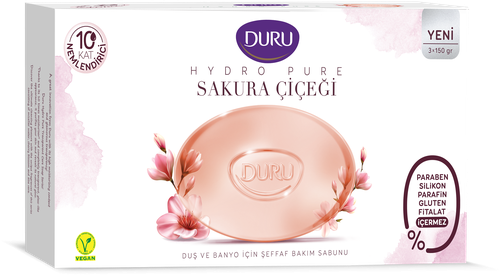 DURU Мыло кусковое Hydro Pure Cherryblos, 3 шт., 150 мл, 150 г