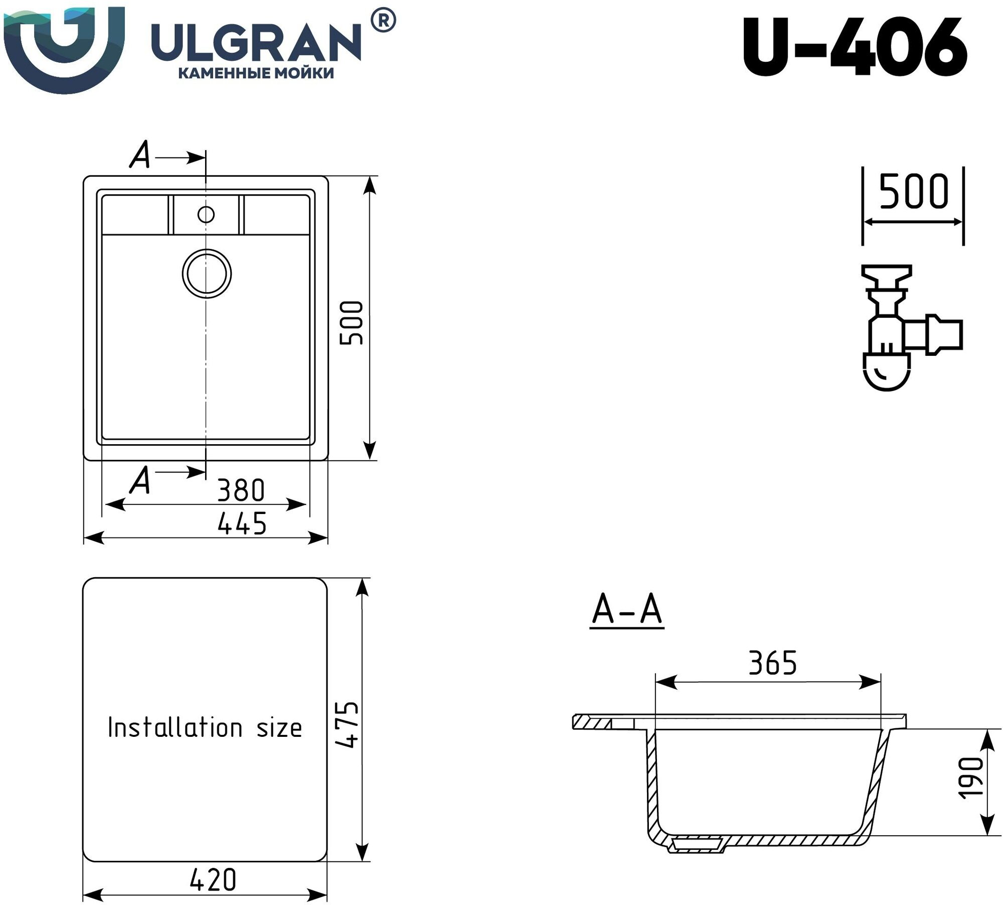 Мойка для кухни Ulgran U-406-308