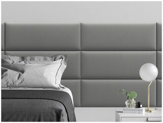 Мягкое изголовье кровати Eco Leather Grey 30х80 см 1 шт.
