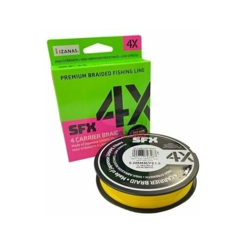 Леска плетеная SFX 4X желтая 135 м 0.165 мм 8.6 кг PE 1