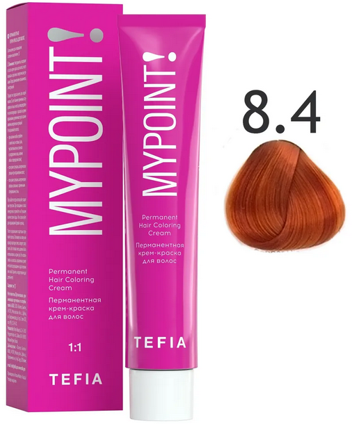 TEFIA Mypoint Перманентная крем-краска для волос 8.4 светлый блондин медный, 60мл