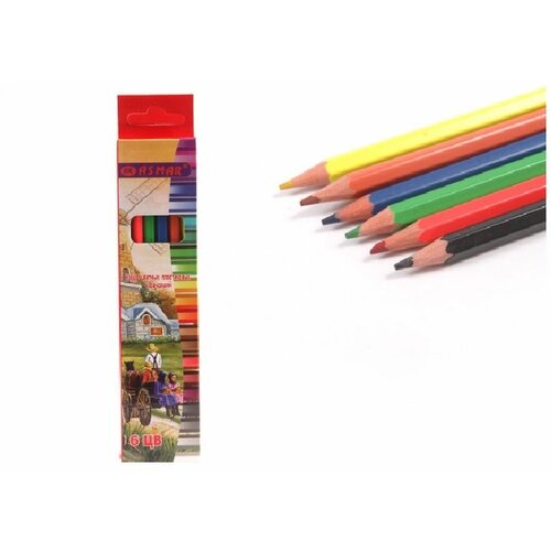Набор цветных пластиковых карандашей 6 цветов шестигранные 415₽
