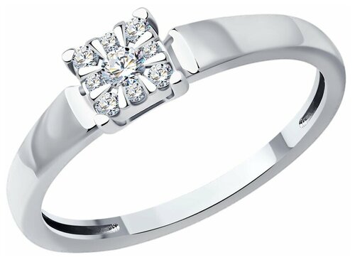 Кольцо Diamant online, белое золото, 585 проба, бриллиант, размер 17