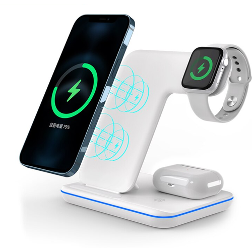 Беспроводная зарядная станция 3 в 1 для iPhone / Apple Watch / AirPods / Зарядное устройство с технологией QI для телефона / часов / наушников