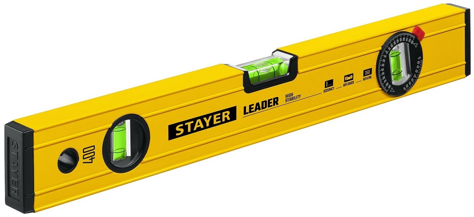 STAYER LEADER 400 мм уровень строительный фрезерованный