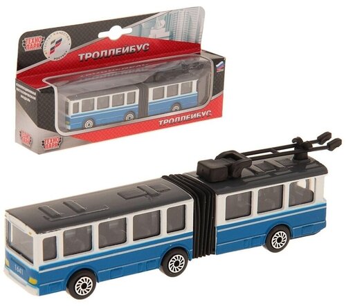 Модель троллейбуса с гармошкой металлическая, синий, 1:144