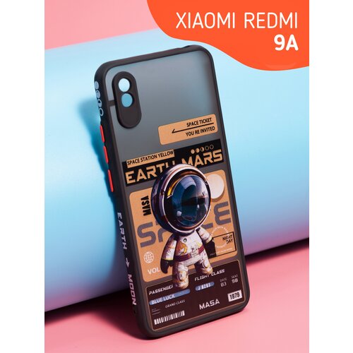 Чехол матовый с принтом на Xiaomi Redmi 9A Цвет Черный робот