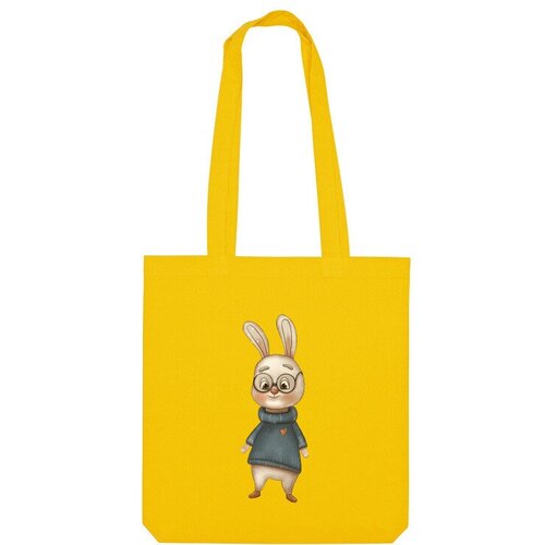 Сумка шоппер Us Basic, желтый фигурка огонёк кролик в очках резиновая 15 см