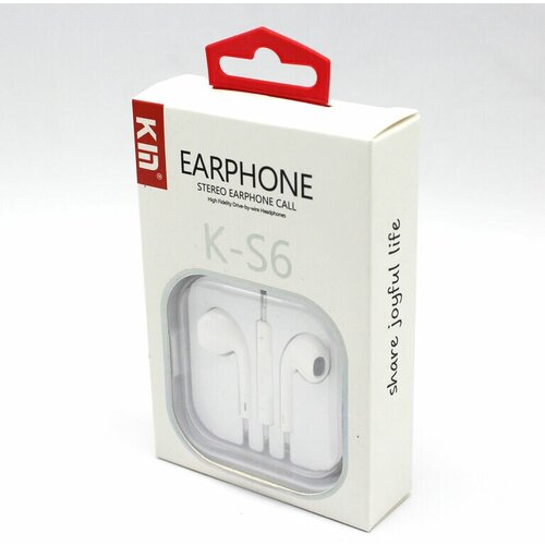 Проводные HiFi наушники вкладыши капельки KIN K-S6 Белые 35 39000₽