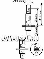 PHILIPS 12258VPS2 Лампа галогенная H1 12V 55W+60% PHILIPS Vision Plus (2 шт.)