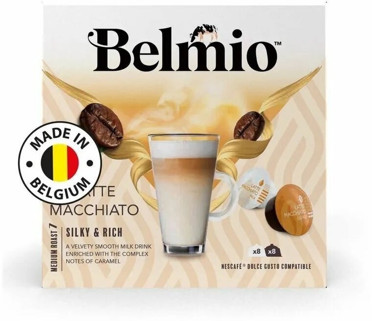 Набор Кофе в капсулах Belmio Espresso Ristretto, Lungo Fortissimo, Latte Macchiato, Cappuccino для Dolce Gusto 4 упаковки 64 капсулы - фотография № 4