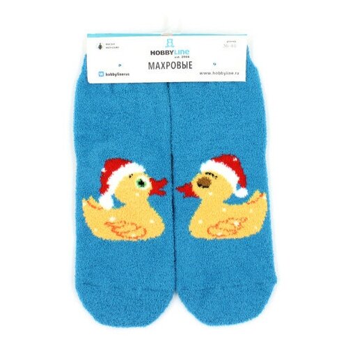 фото Носки женские махровые "уточки" а.нжмп2201-02-15нг, цвет голубой, р-р 36-40 9279618 hobby line
