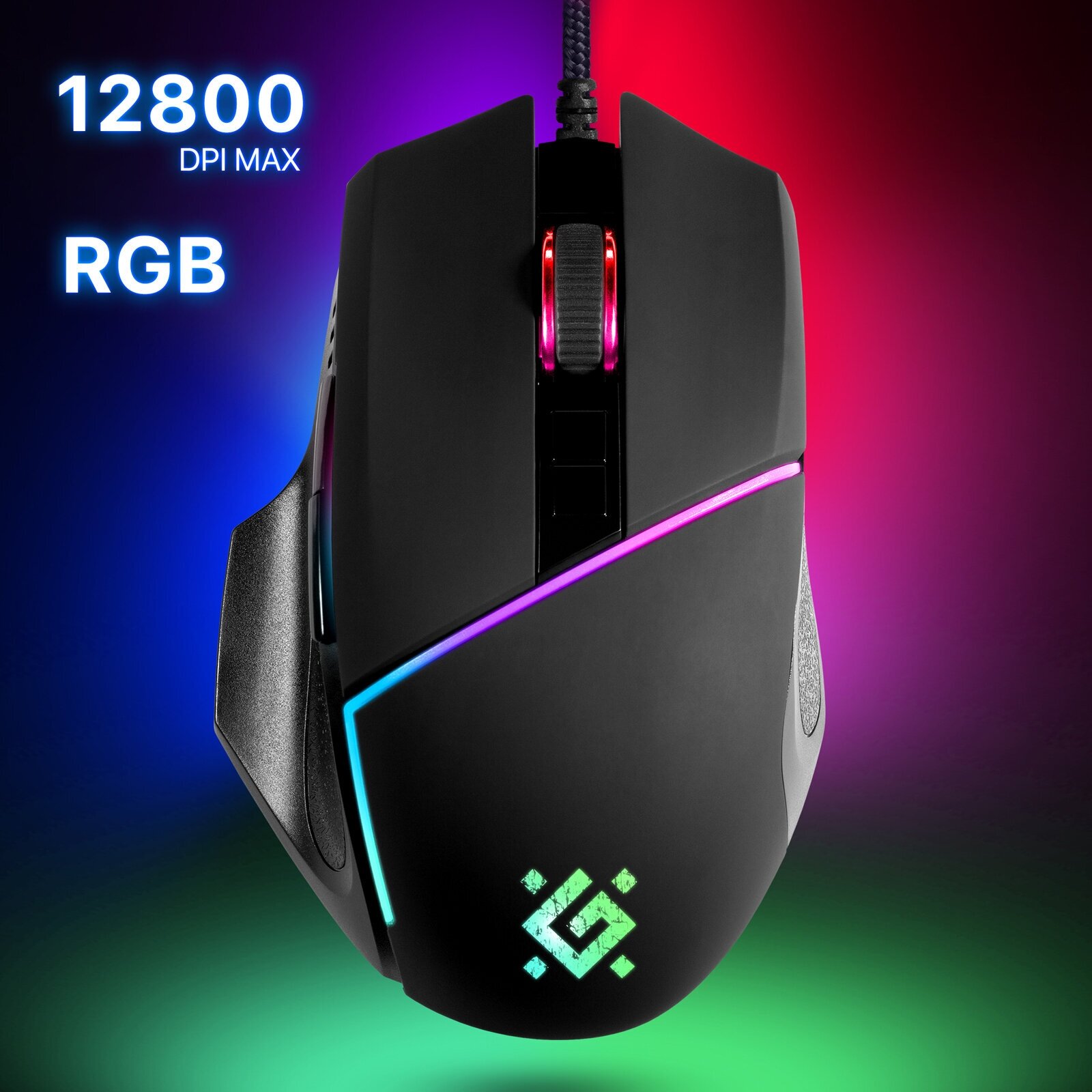 Игровая мышка для компьютера Defender Warfame RGB 8 кнопок 12800 dpi