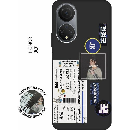 Матовый чехол BTS Stickers для Honor X7 / Хонор Х7 с 3D эффектом черный матовый чехол tennis для honor x7 хонор х7 с 3d эффектом черный