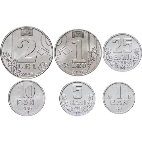 подарочный набор монет разных стран мира 10 шт состояние au из банковского мешка мало прибывали в обращении Набор монет Молдавии 2013-2018г, состояние AU-UNC, без обращения (из банковского мешка)