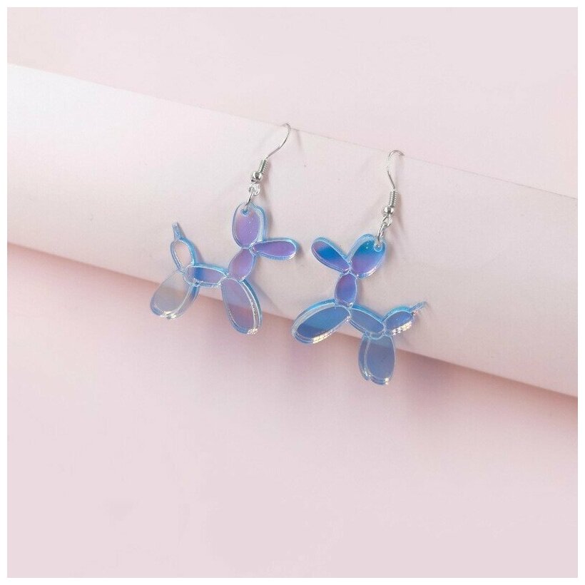 Серьги с подвесками Bag & You, акрил, размер 36 мм, серебристый — фото 1