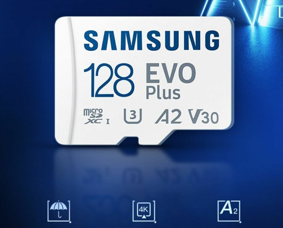 Карта памяти Samsung microSDXC 256GB EVO PLUS microSDXC Class 10 UHS-I, U3 + SD адаптер MB-MC256KA/KR - фото №7