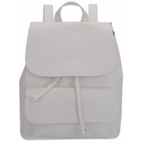 фото Рюкзак кожаный orsoro ds-0090/2 женский на молнии с одним отделением и клапаном на кнопке белый (67245)