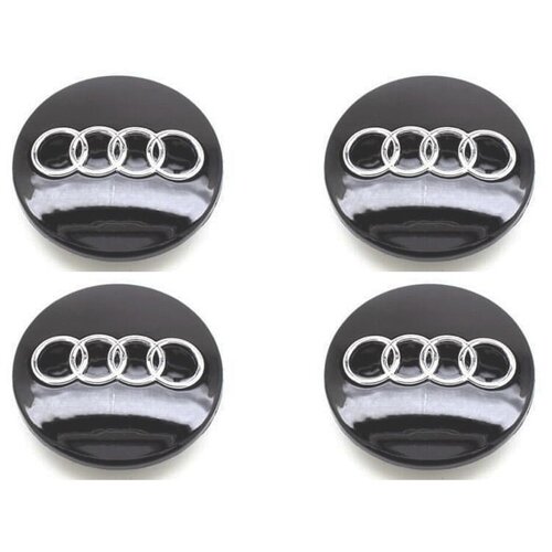 Комплект: колпачок на литой диск Audi черный 68 mm 4 шт.