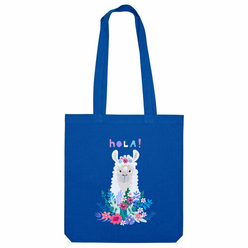 сумка милая лягушка с букетом цветов белый Сумка шоппер Us Basic, синий
