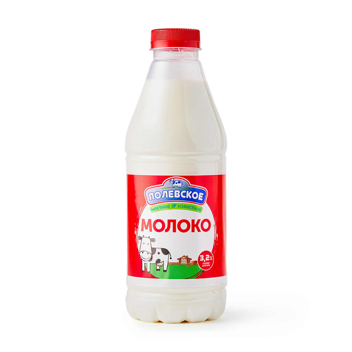 Молоко "Полевское", пастеризованное, жирность 3.2%, объем 900 мл