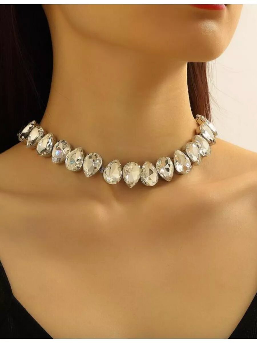 Чокер, длина 35 см, серебряный — фото 1