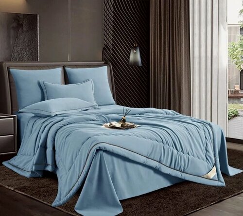 Изображение товара Комплект постельного белья Candie’s с одеялом, Бархат, Сатин, Евро, Голубой