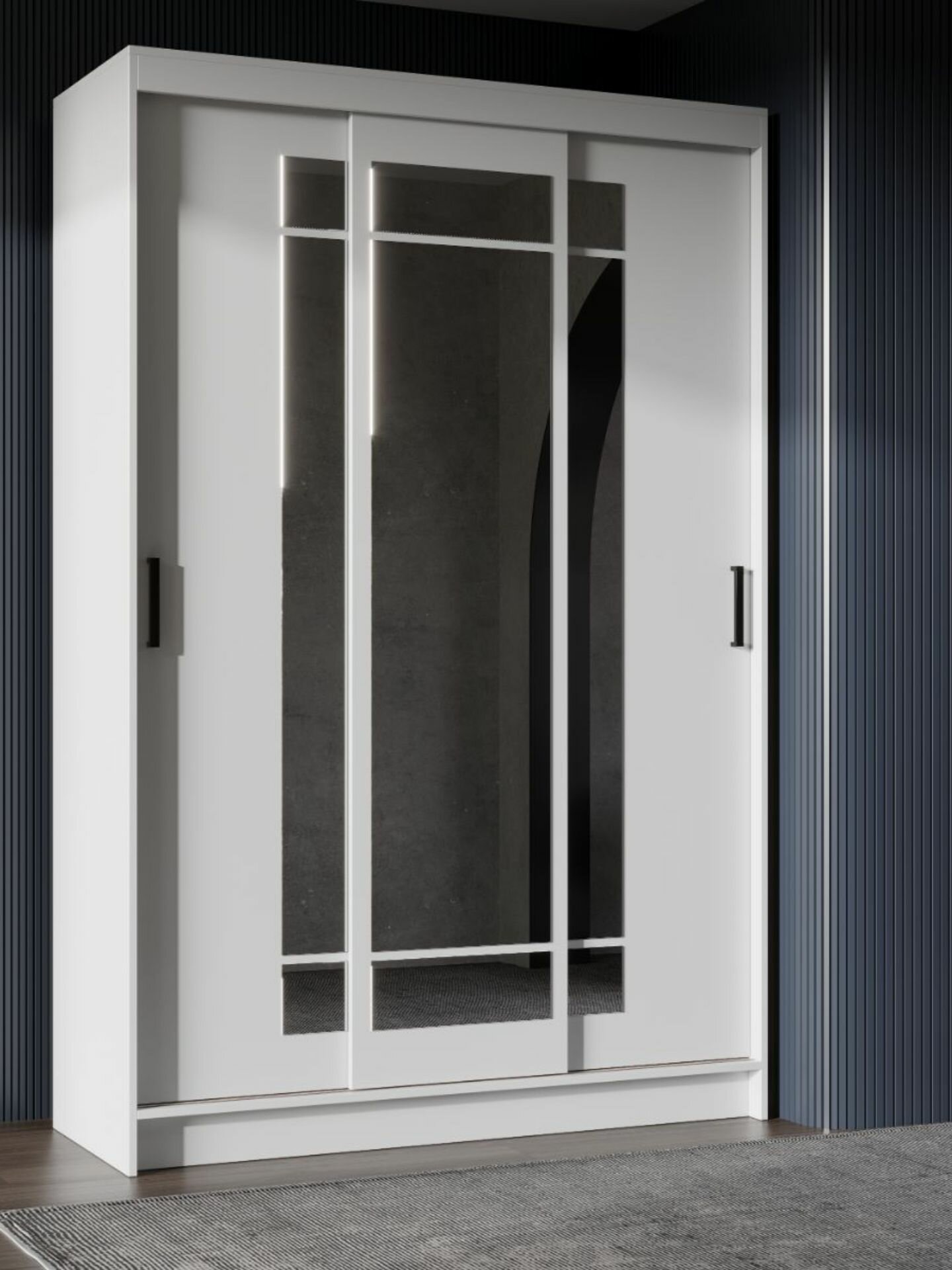 Шкаф-купе Оптимус/ Бруно4/ Тайм ЛДСП белый с зеркалом полками штангой для дома 1310х2000х504 мебельный РАЙ