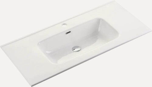 Изображение товара Мебельная раковина Ceramicanova Element CN7002 91 накладная, встраиваемая, фарфоровая, со встроенным сливом-переливом, белая, раковина для ванной, прямоугольная