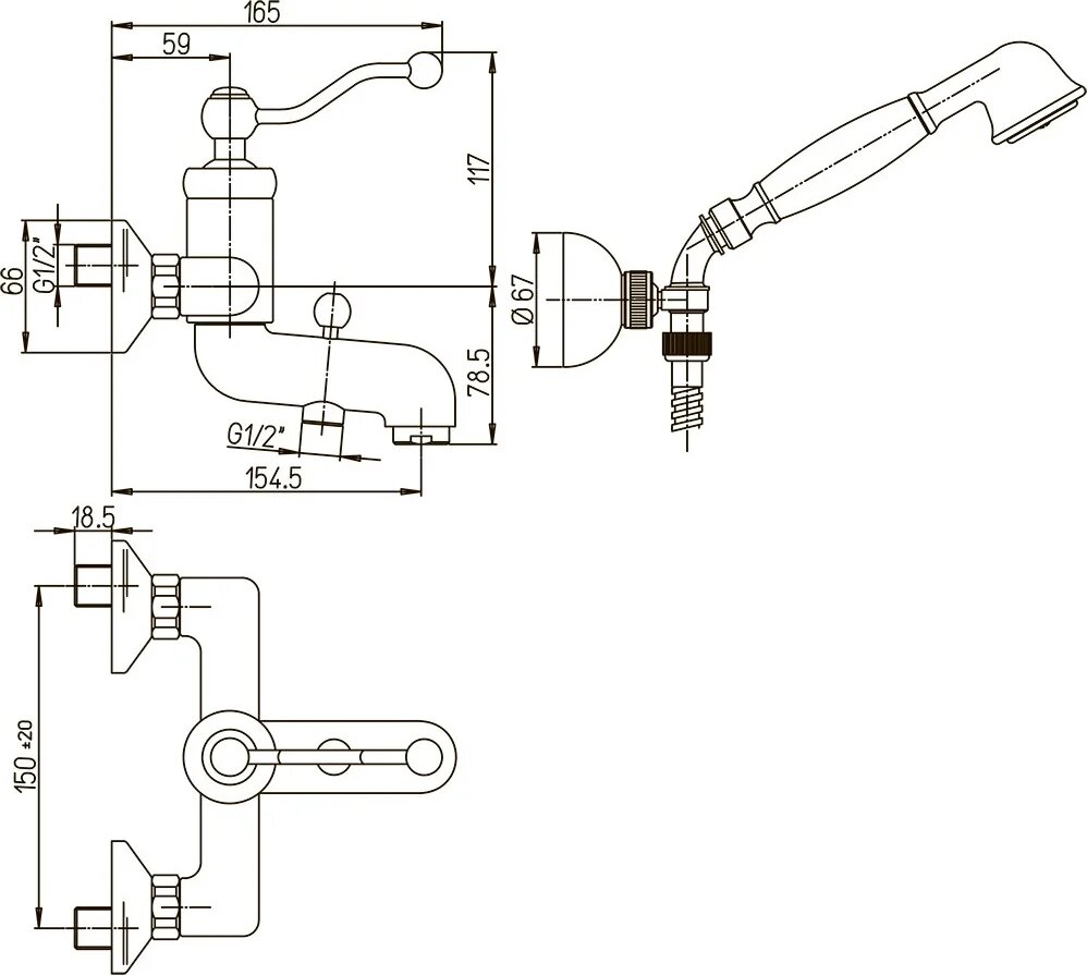 Смеситель Paini для ванны с душем - фото №3