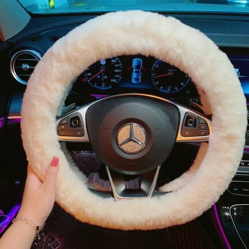 Милый зимний чехол на руль автомобиля Pacha Dog - теплый плюшевый в мультяшном стиле, нескользящий，38cm