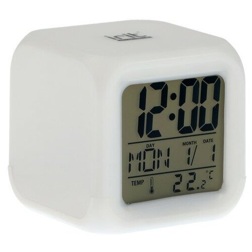 IRIT Часы-будильник Irit IR-600, календарь, температура, подсветка, 3хААА, белые