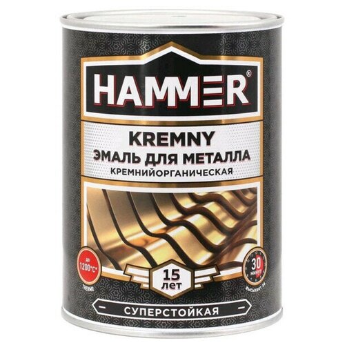 эмаль термостойкая HAMMER Kremny для металла 0,8кг графит, арт.ЭК000138083