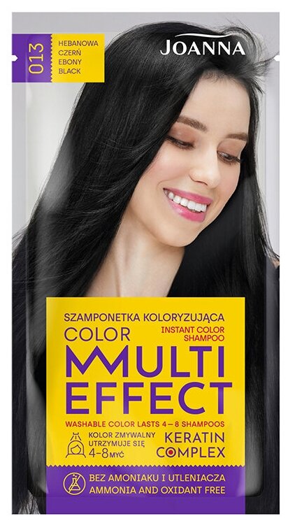 Оттеночный шампунь для волос JOANNA MULTI EFFECT COLOR тон 13 (Черный эбеновый) 35 г