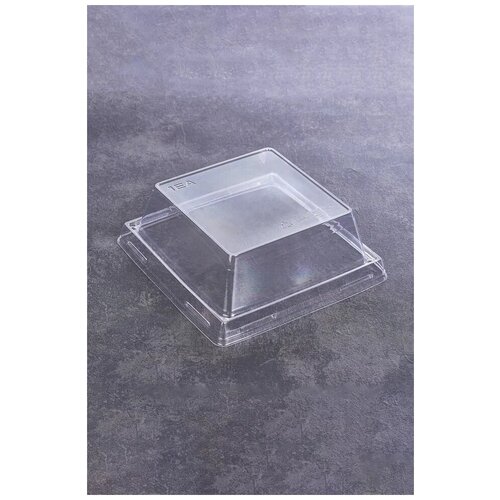 Крышки для одноразовых контейнеров OneClick бумажных, 130х130х40 мм, прозрачная купольная 400 шт