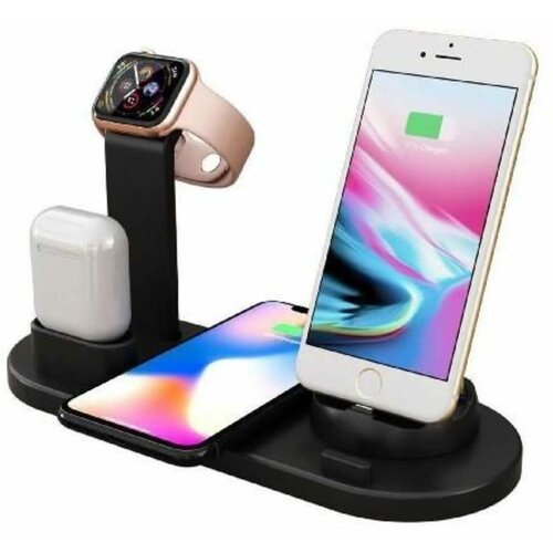 Зарядная станция MG-01 черная Wireless Charger+AirPods+watch series