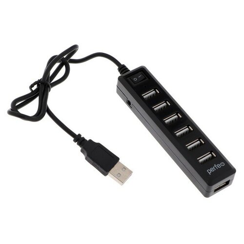 Разветвитель USB (Hub) Perfeo H034, 7 портов, USB 2.0, чёрный разветвитель usb hub perfeo h033 7 портов usb 2 0 чёрный