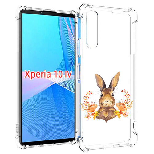 Чехол MyPads зайка в цветах для Sony Xperia 10 IV (10-4) задняя-панель-накладка-бампер