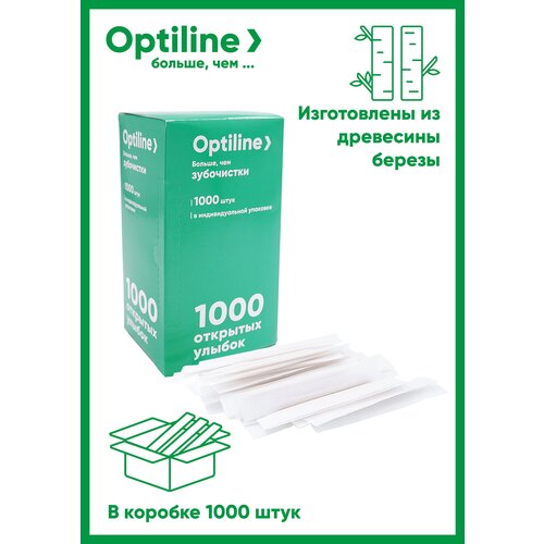 зубочистки officeclean деревянные в индивидуальной бумажной упаковке 1000шт Зубочистки деревянные Optiline 1000 шт/уп в бумажной индивидуальной упаковке